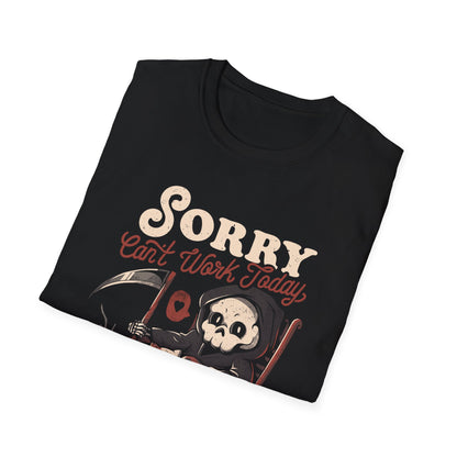 Can’t Work Today – Lazy Grim Reaper & Cat Cozy T-Shirt