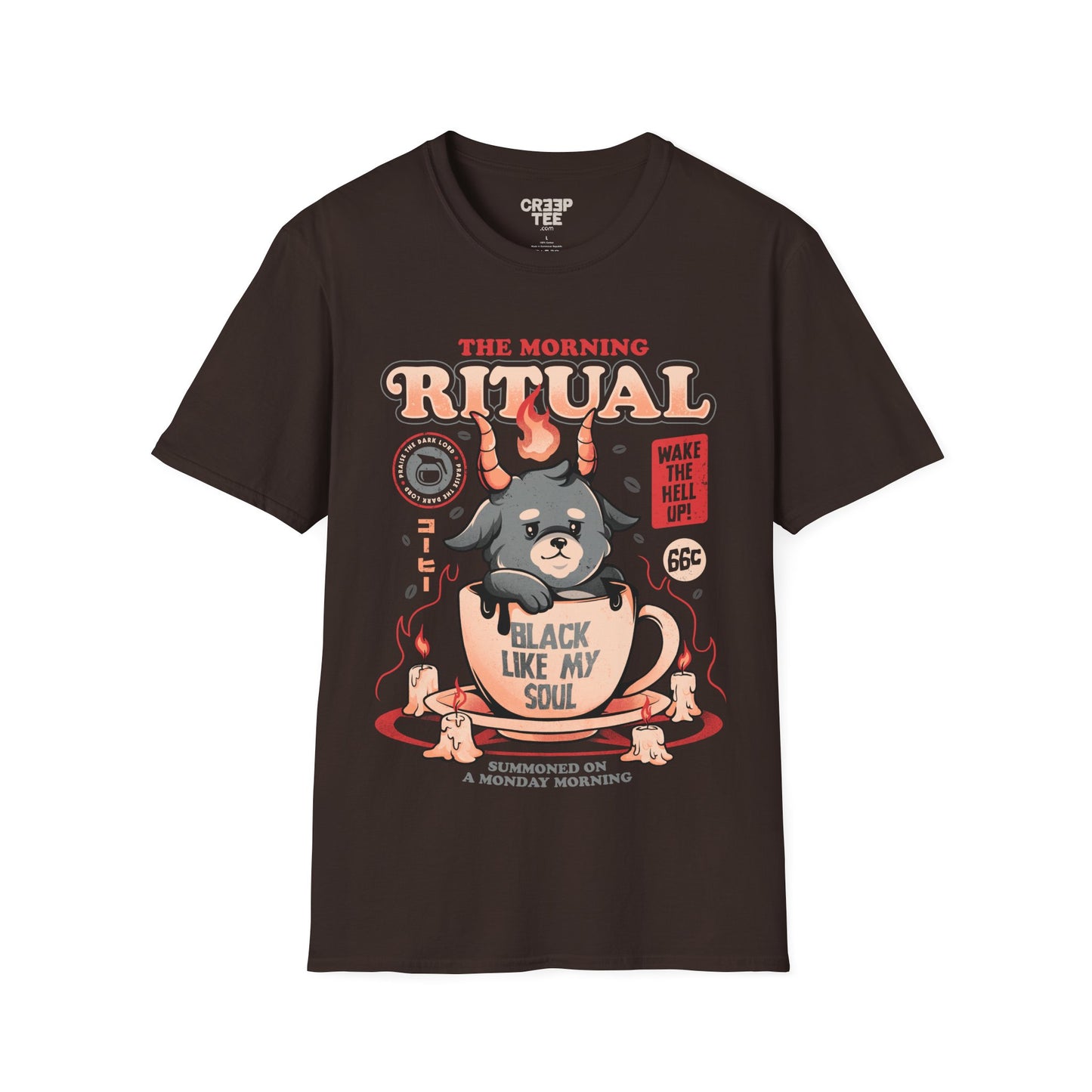 The Morning Ritual – Cute Baphomet Coffee T-Shirt