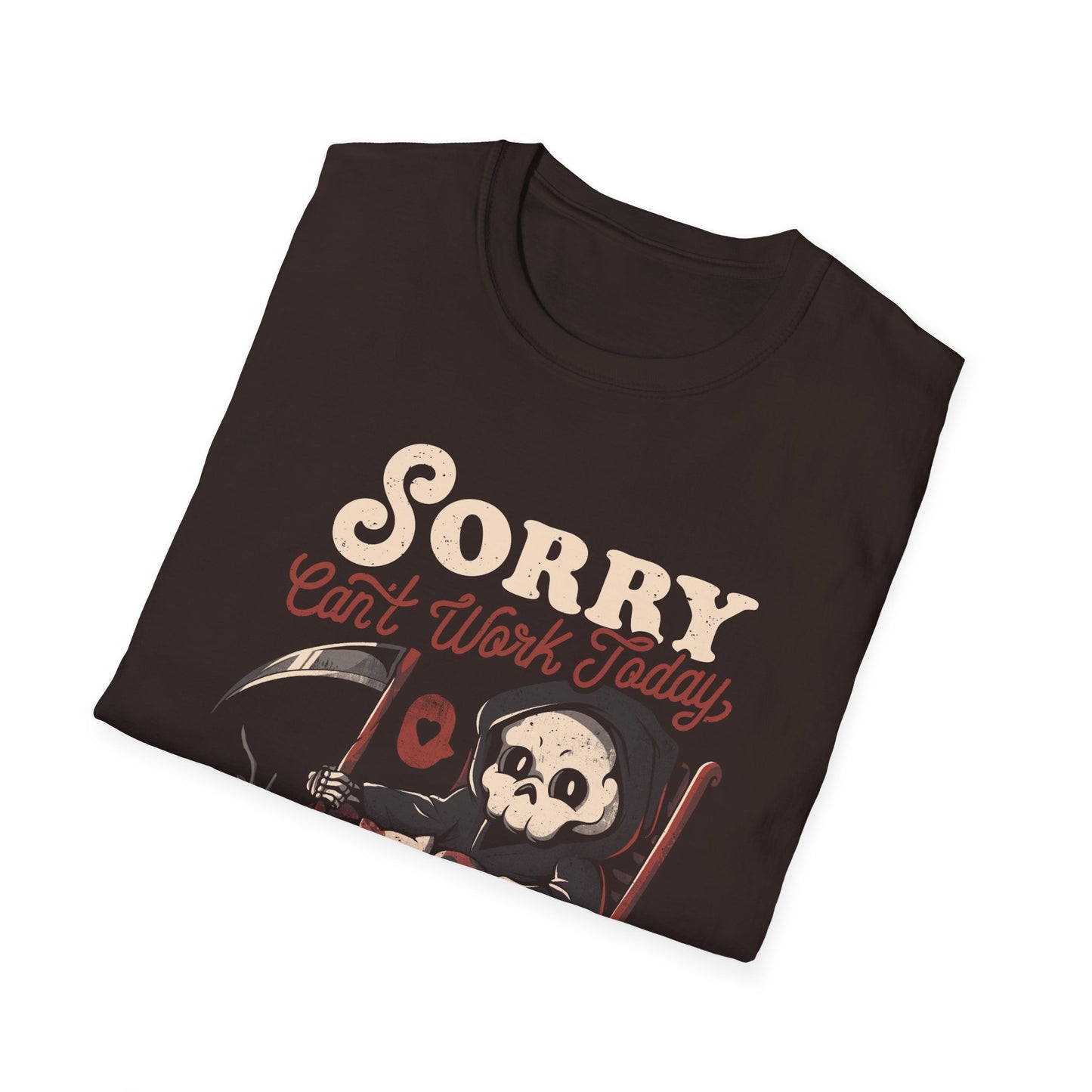 Can’t Work Today – Lazy Grim Reaper & Cat Cozy T-Shirt