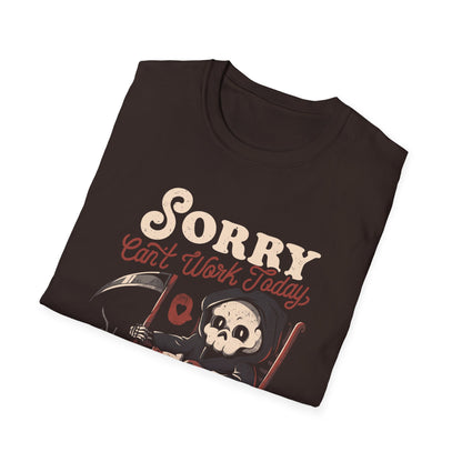 Can’t Work Today – Lazy Grim Reaper & Cat Cozy T-Shirt