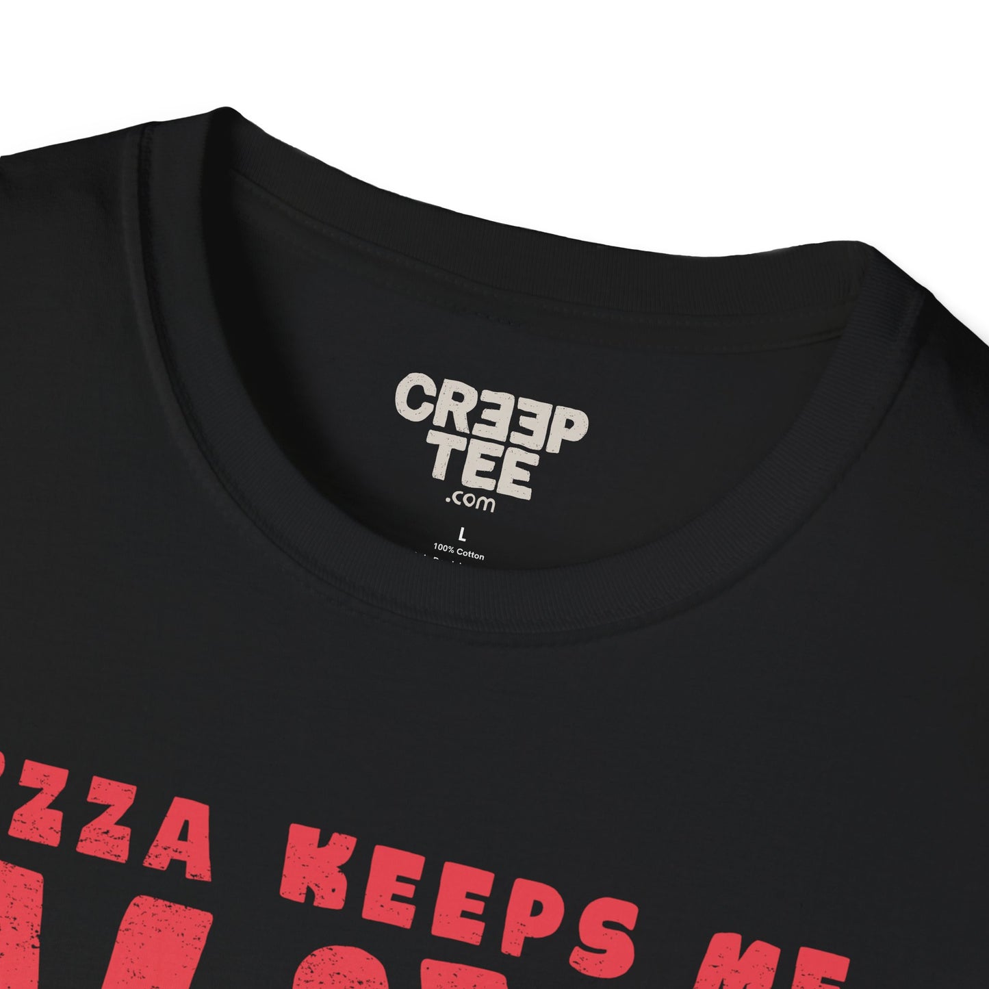 Pizza Keeps Me Alive – Dark Ironic Skull T-Shirt