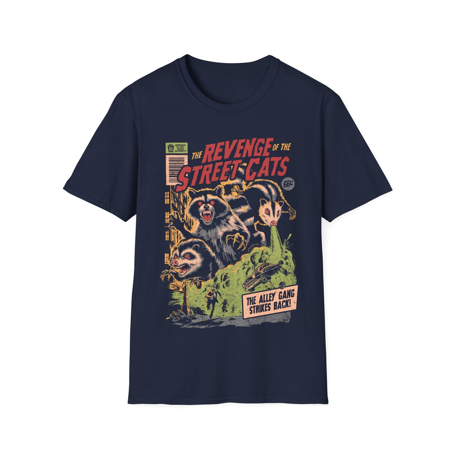 The Revenge Of The Street Cats – Retro Raccoon Poster T-Shirt