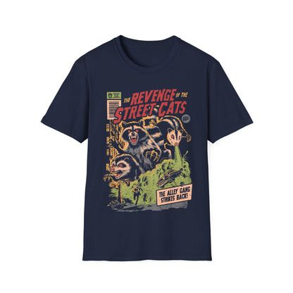 The Revenge Of The Street Cats – Retro Raccoon Poster T-Shirt