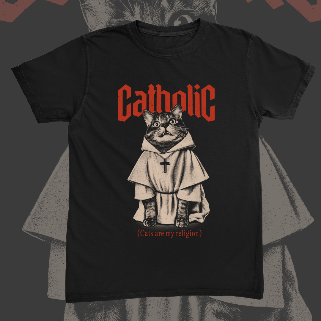Catholic Cats Are My Religion Tee