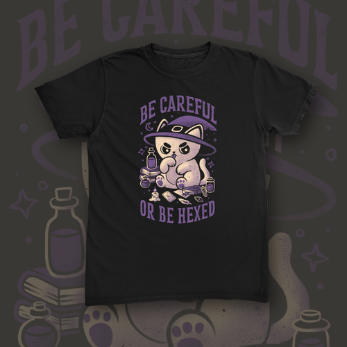 Be Careful Or Be Hexed tee mockup