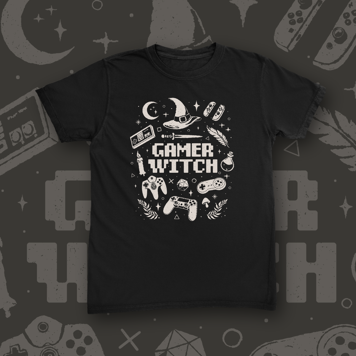Gamer Witch tee mockup