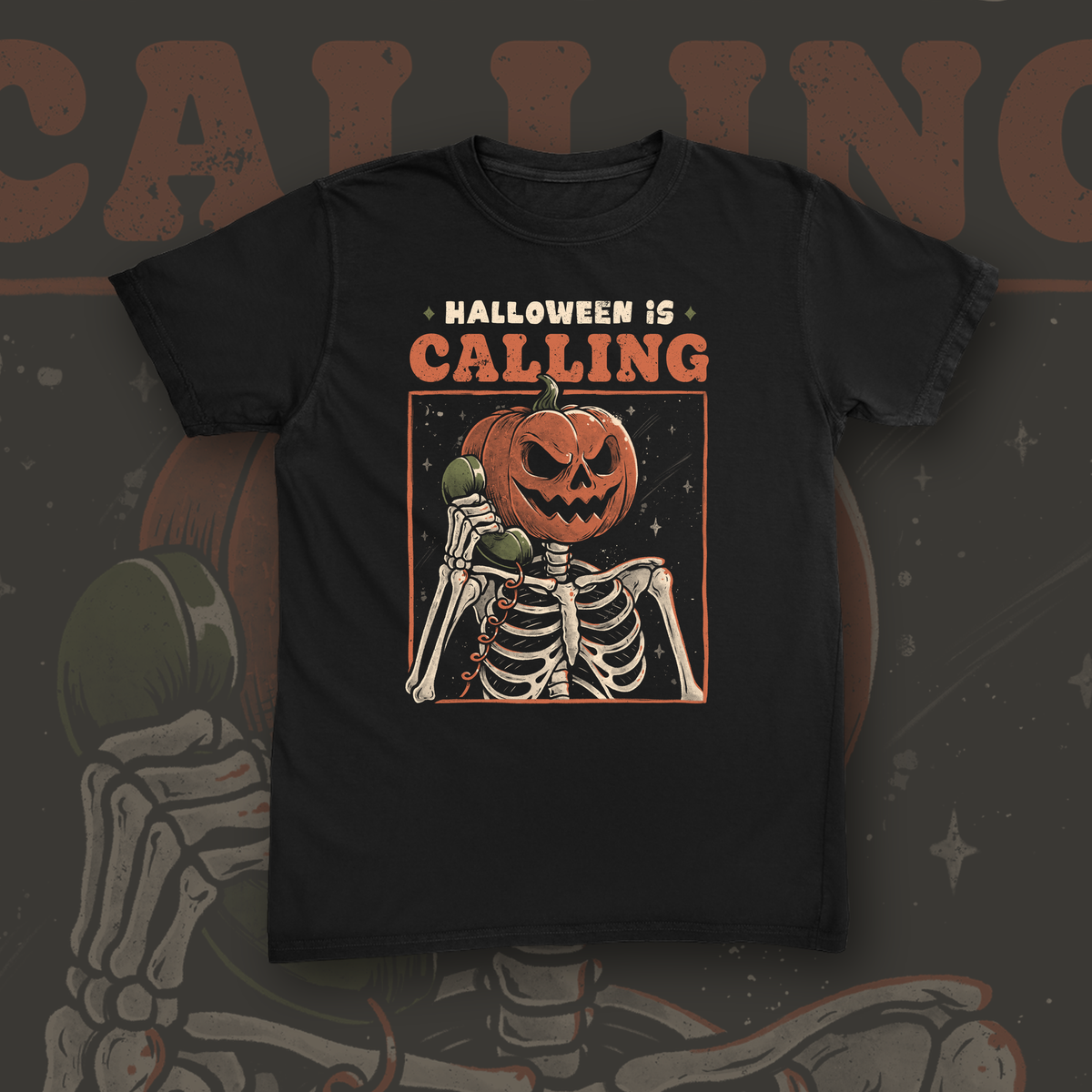 Halloween Is Calling tee mockup