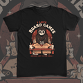 Grim reaper hosting a Ouija game night graphic on black t-shirt – I Love Board Games Tee by CREEPTEE