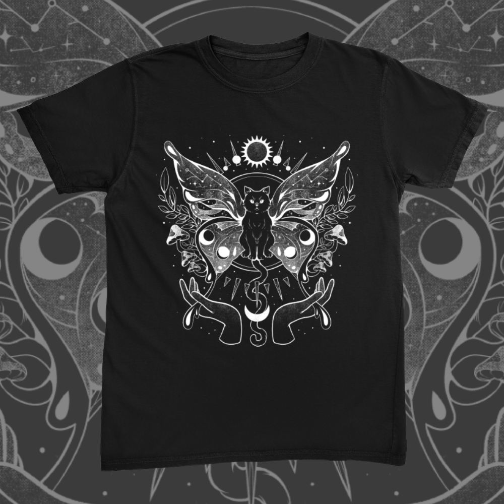 Metamorfurry Mystic Cat Black Bg Tee